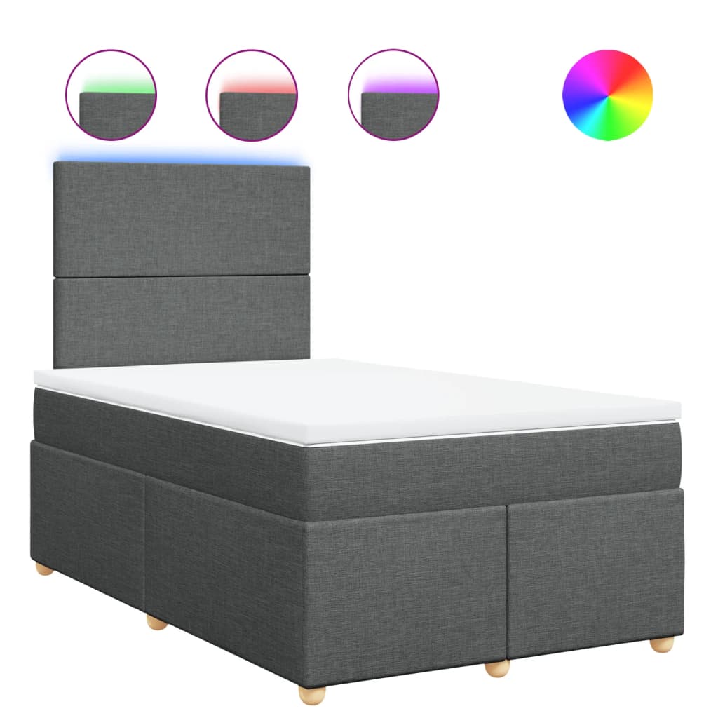 Sommier à lattes de lit avec matelas gris foncé 120x190cm tissu - XIOS