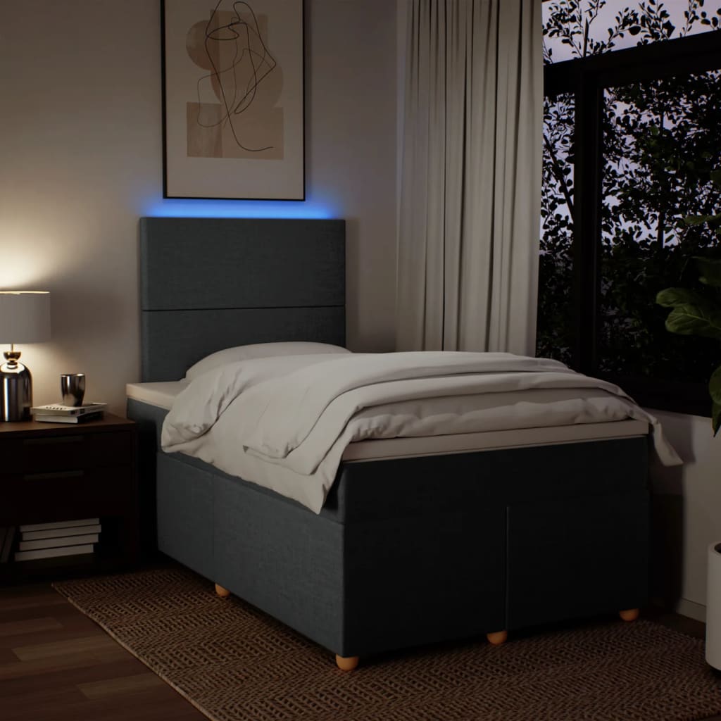 Sommier à lattes de lit avec matelas gris foncé 120x190cm tissu - XIOS