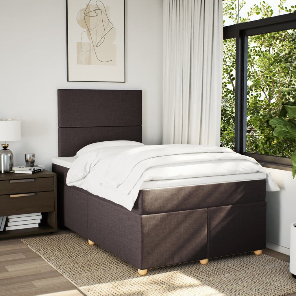Sommier à lattes de lit et matelas marron foncé 120x190cm tissu - XIOS