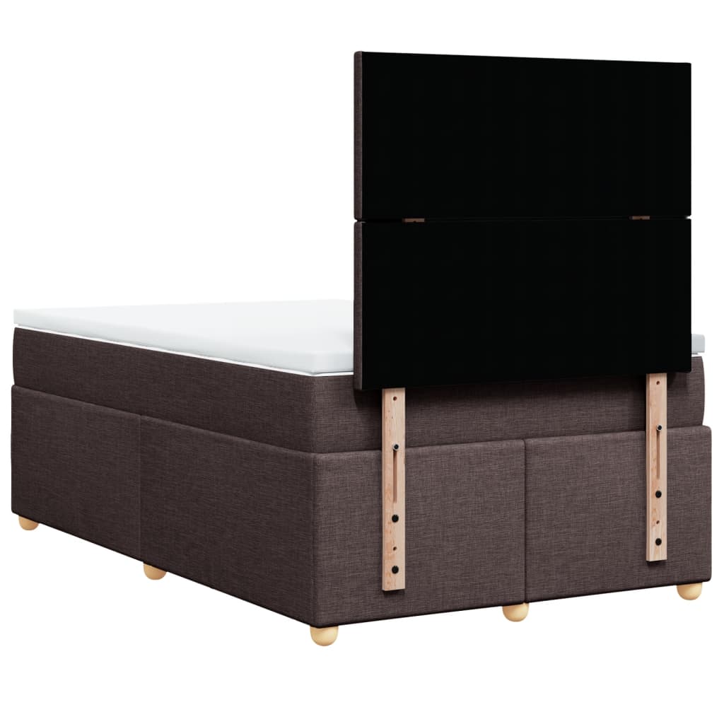 Sommier à lattes de lit et matelas marron foncé 120x190cm tissu - XIOS