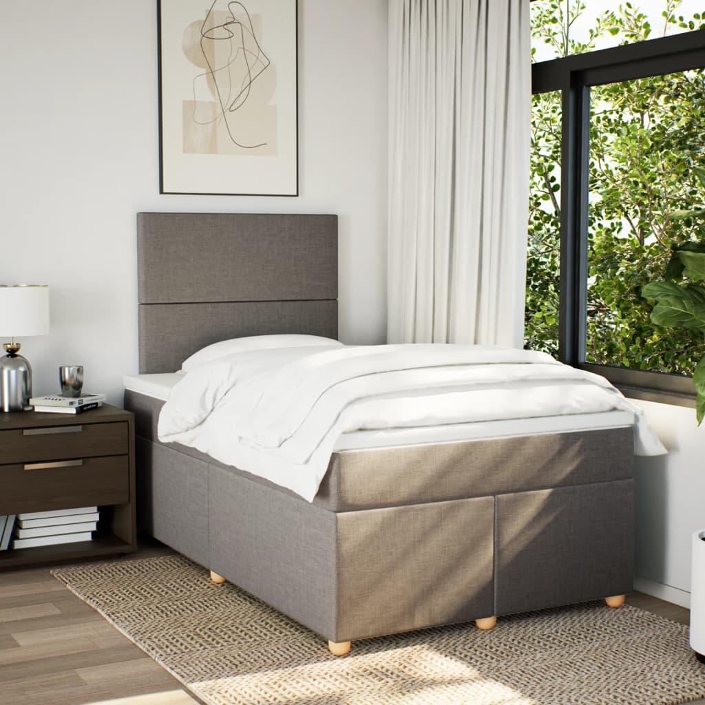 Sommier à lattes de lit avec matelas taupe 120x190 cm tissu - XIOS
