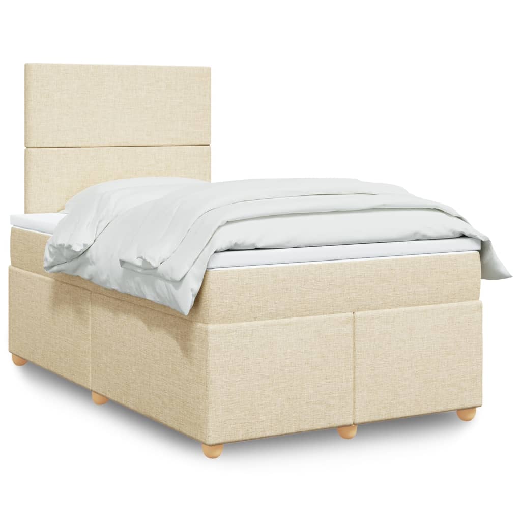 Sommier à lattes de lit avec matelas crème 120x190 cm tissu - XIOS