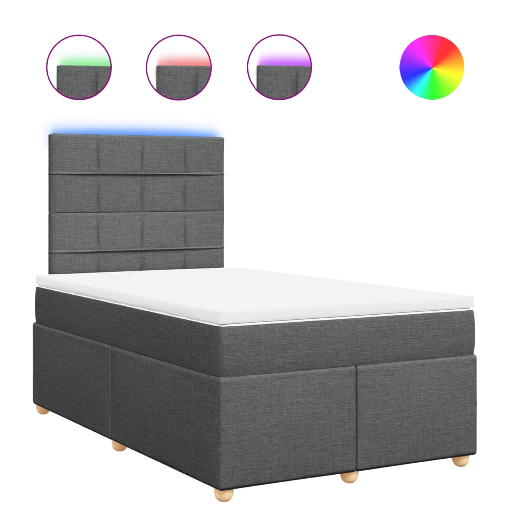 Sommier à lattes de lit avec matelas gris foncé 120x190cm tissu - XIOS