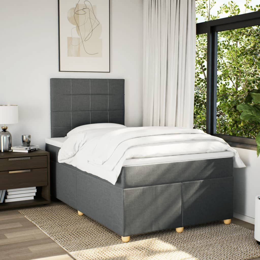 Sommier à lattes de lit avec matelas gris foncé 120x190cm tissu - XIOS