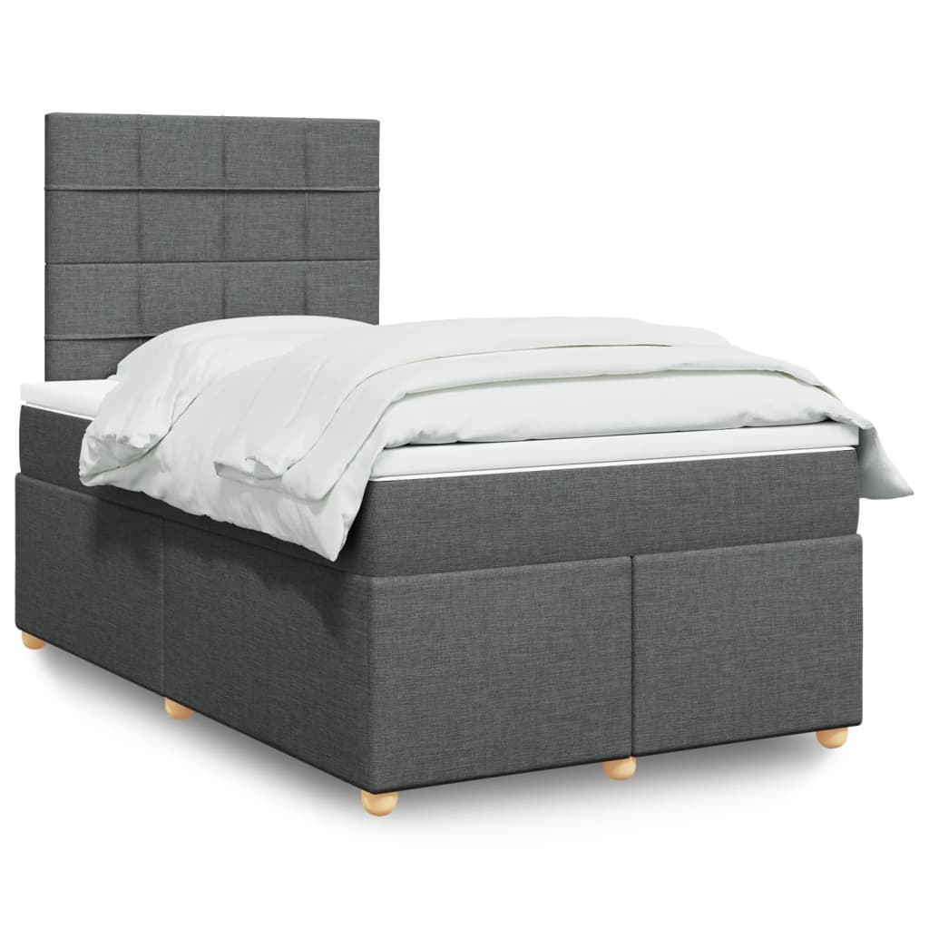 Sommier à lattes de lit avec matelas gris foncé 120x190cm tissu - XIOS