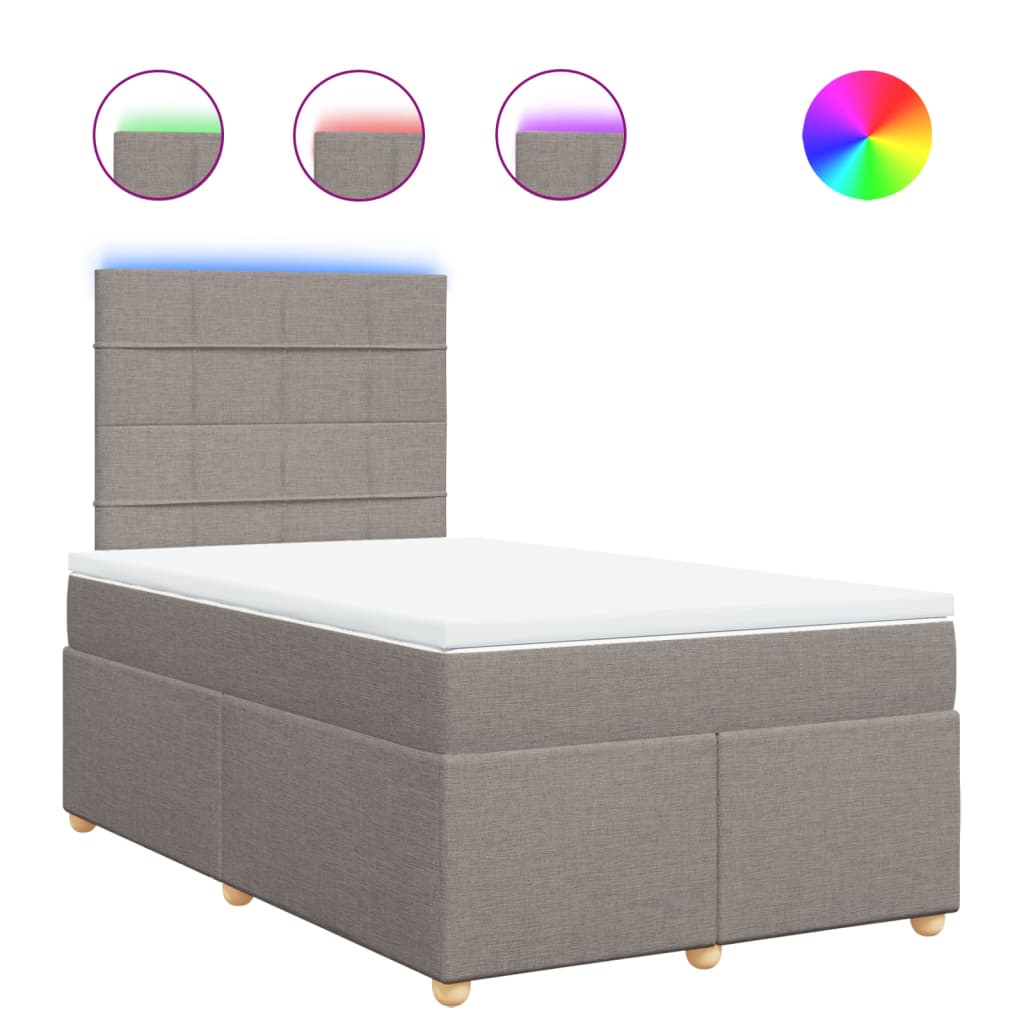 Sommier à lattes de lit avec matelas taupe 120x190 cm tissu - XIOS