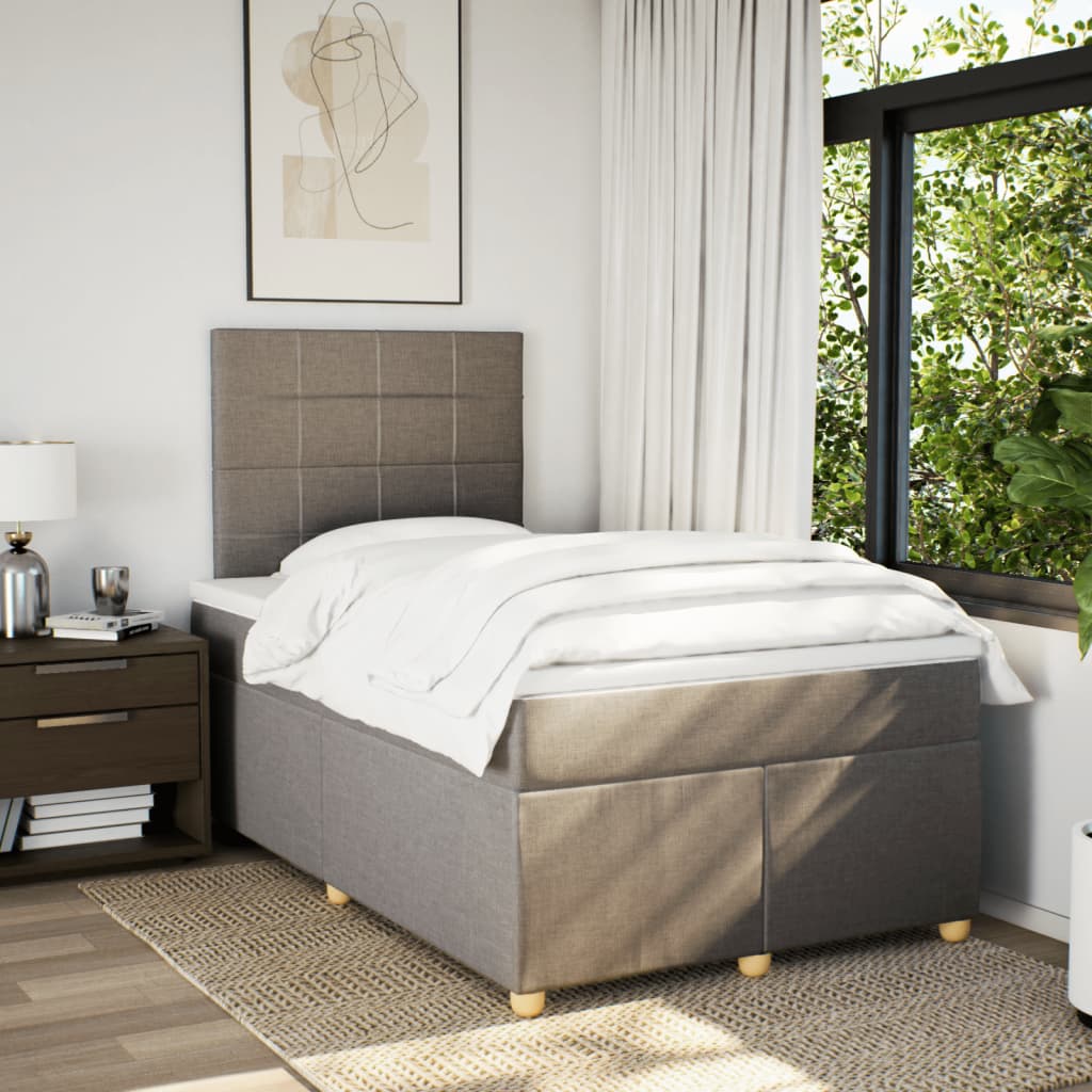 Sommier à lattes de lit avec matelas taupe 120x190 cm tissu - XIOS