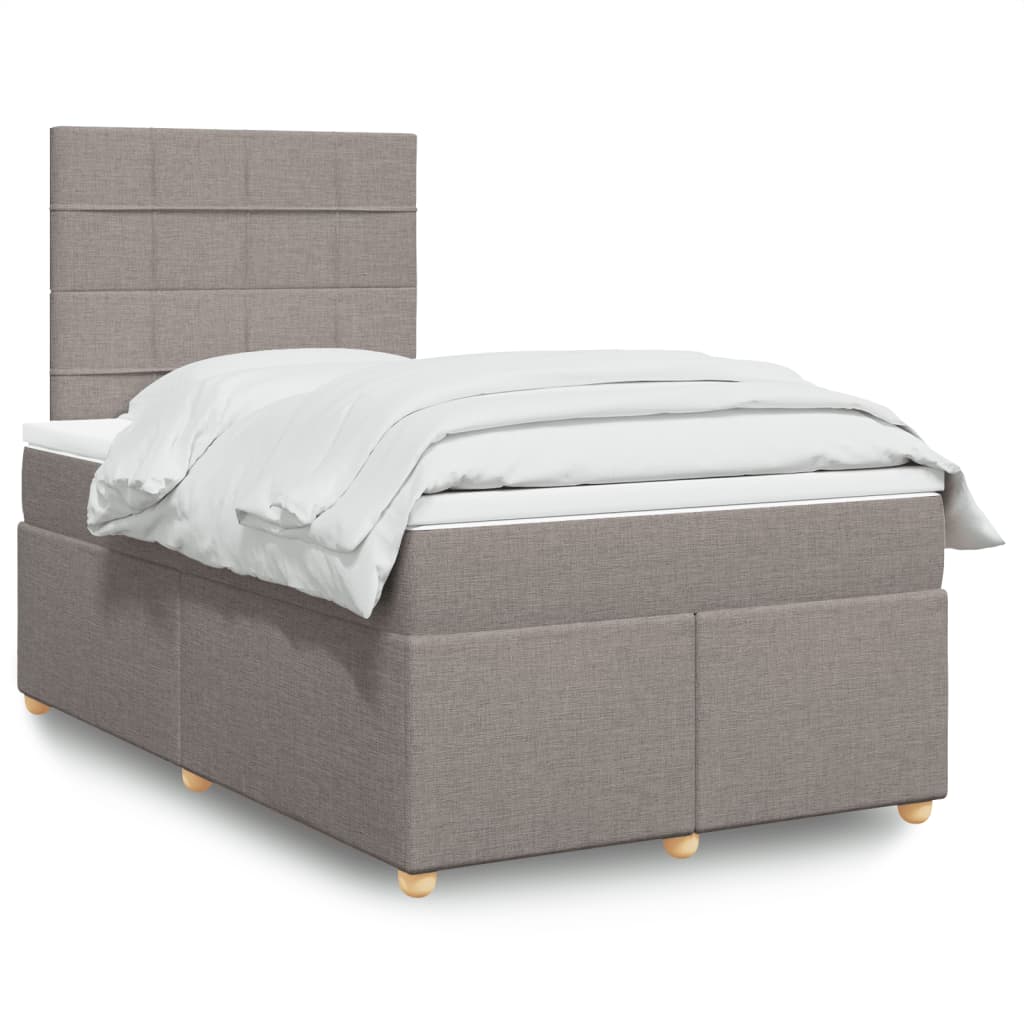 Sommier à lattes de lit avec matelas taupe 120x190 cm tissu - XIOS