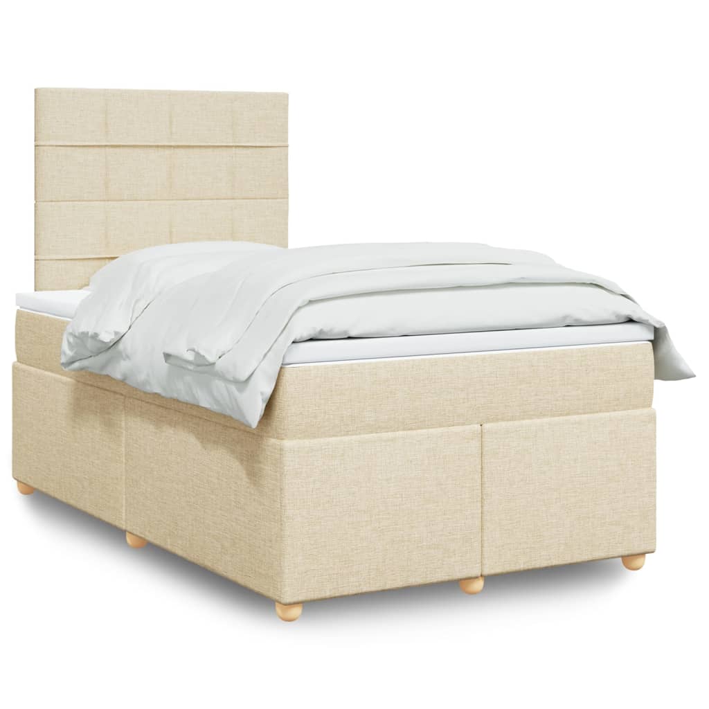 Sommier à lattes de lit avec matelas crème 120x190 cm tissu - XIOS