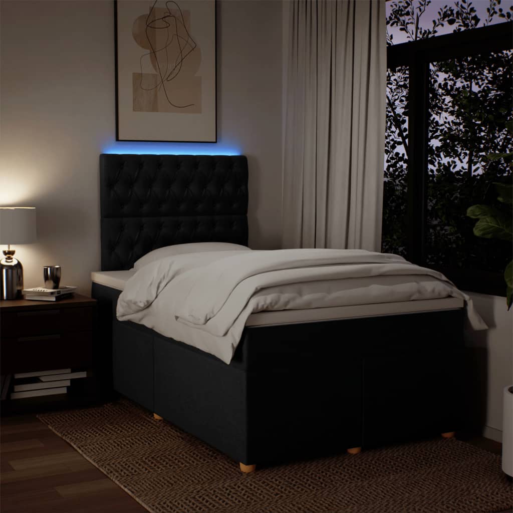 Sommier à lattes de lit avec matelas noir 120x190 cm tissu - XIOS