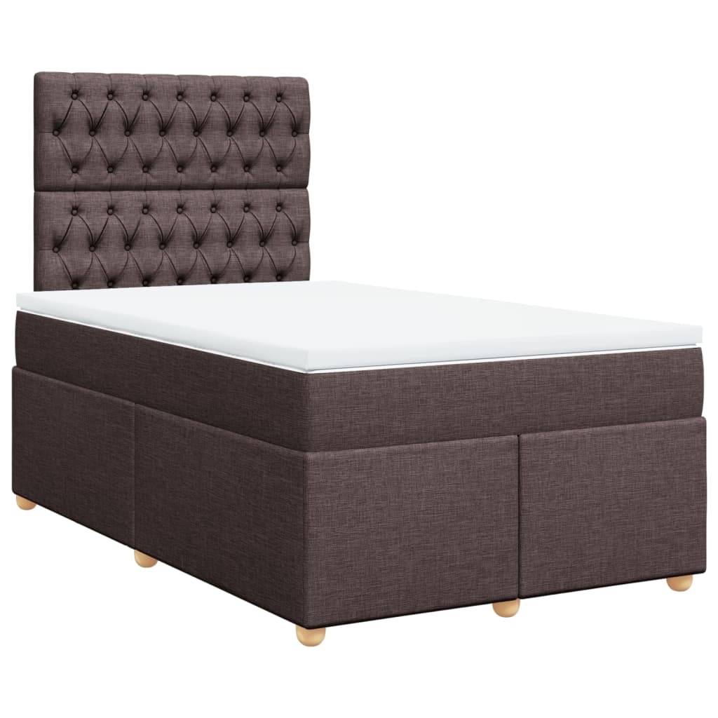 Sommier à lattes de lit et matelas marron foncé 120x190cm tissu - XIOS