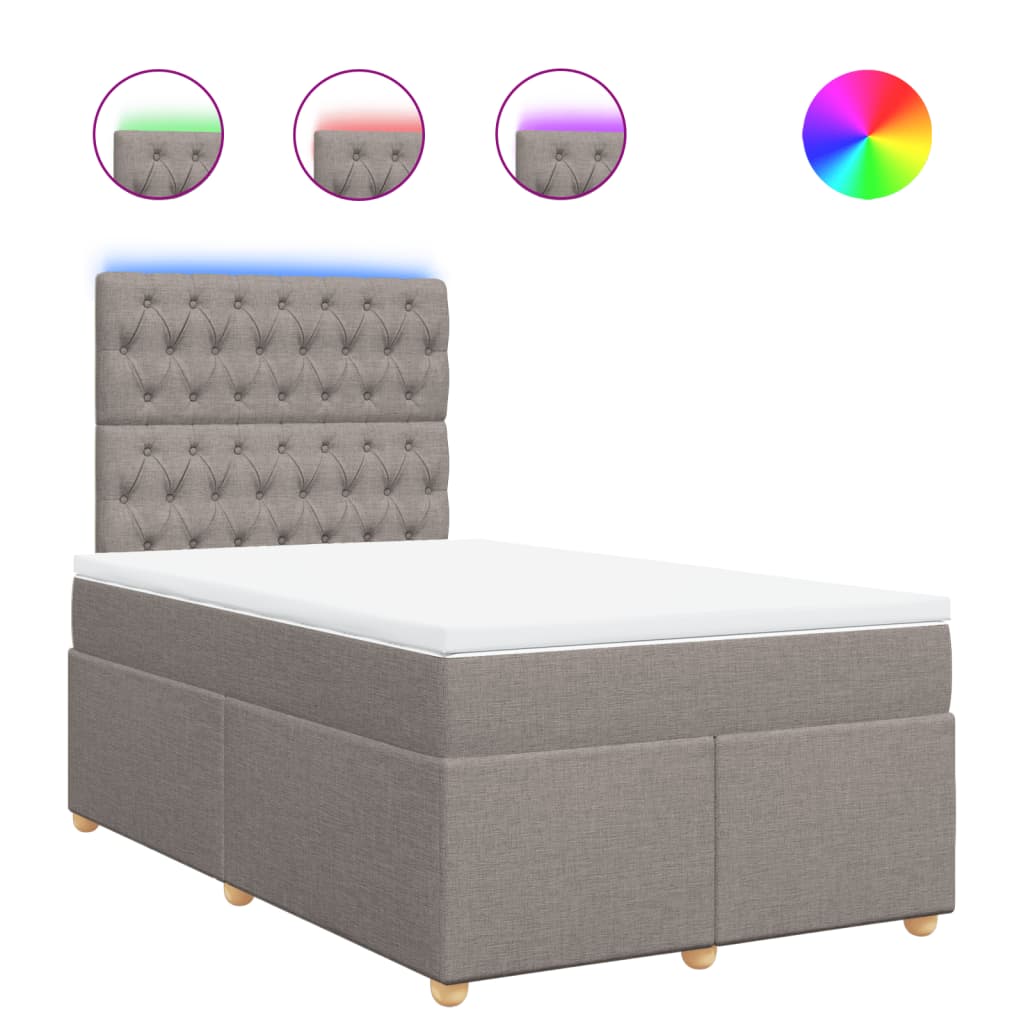 Sommier à lattes de lit avec matelas taupe 120x190 cm tissu - XIOS