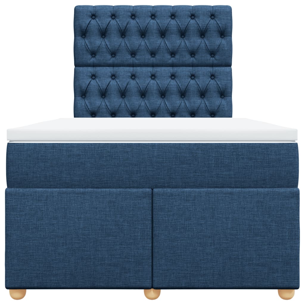 Sommier à lattes de lit avec matelas bleu 120x190 cm tissu - XIOS