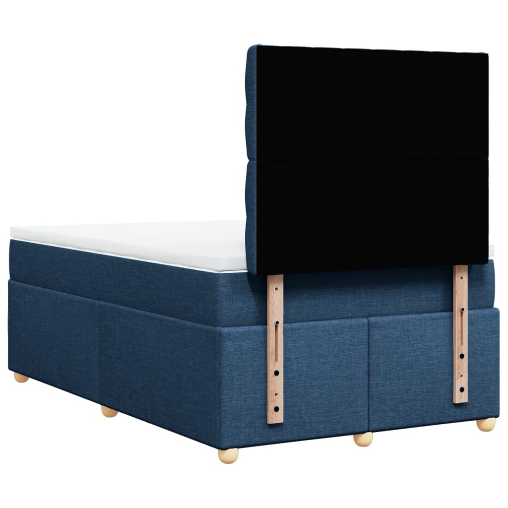 Sommier à lattes de lit avec matelas bleu 120x190 cm tissu - XIOS