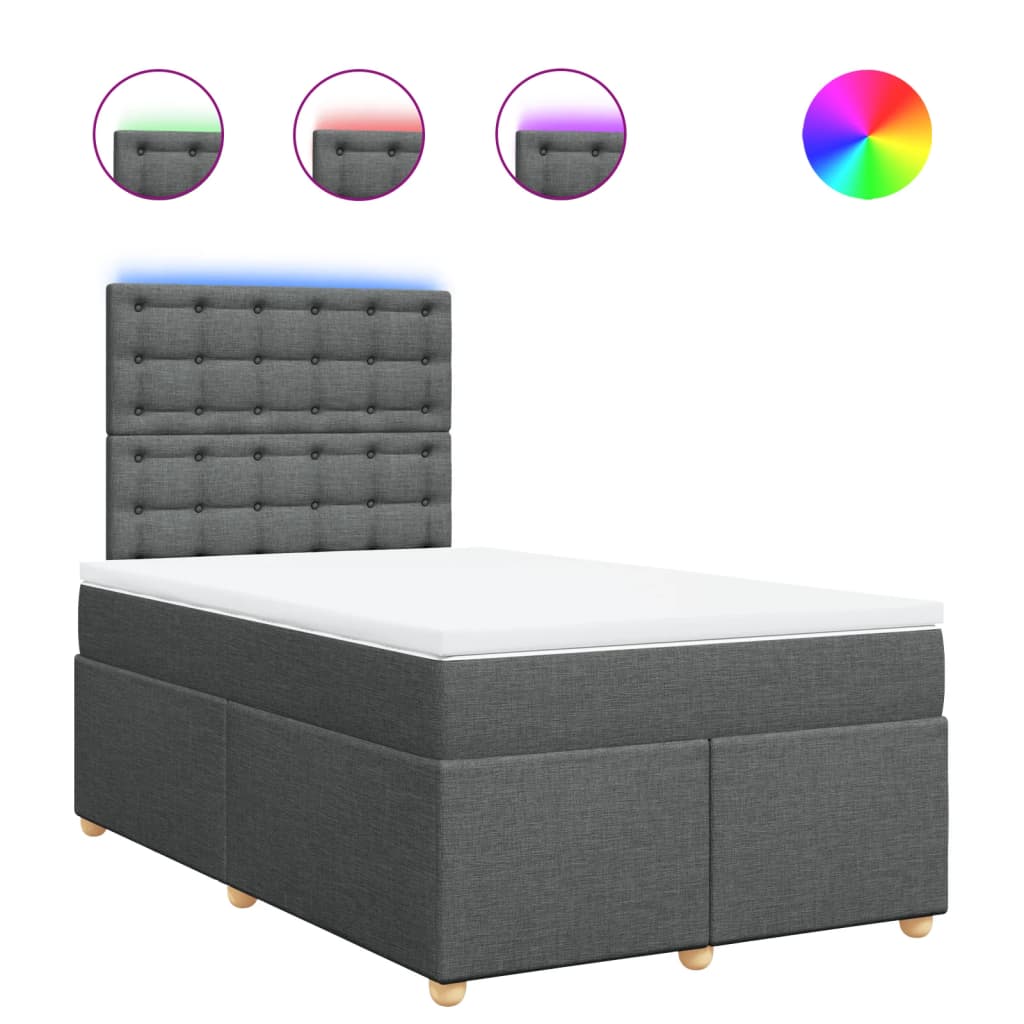 Sommier à lattes de lit avec matelas gris foncé 120x190cm tissu - XIOS