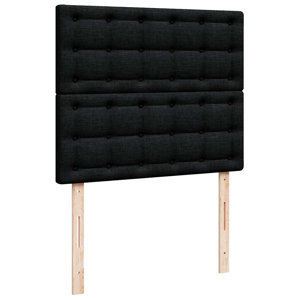 Sommier à lattes de lit avec matelas noir 120x190 cm tissu - XIOS