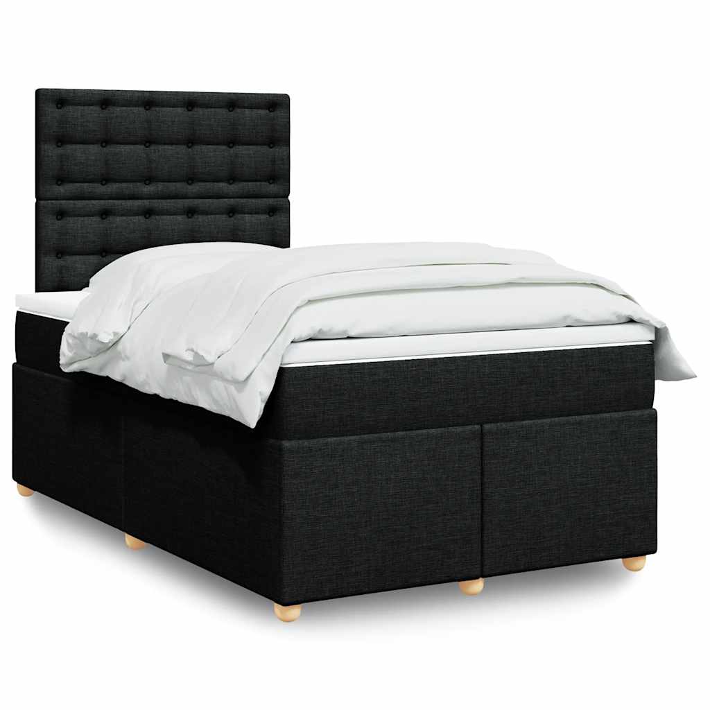 Sommier à lattes de lit avec matelas noir 120x190 cm tissu - XIOS