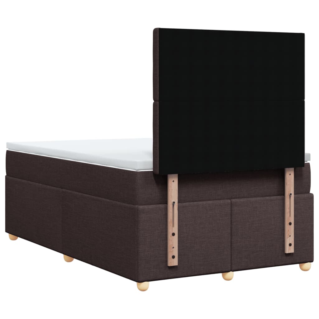 Sommier à lattes de lit et matelas marron foncé 120x190cm tissu - XIOS