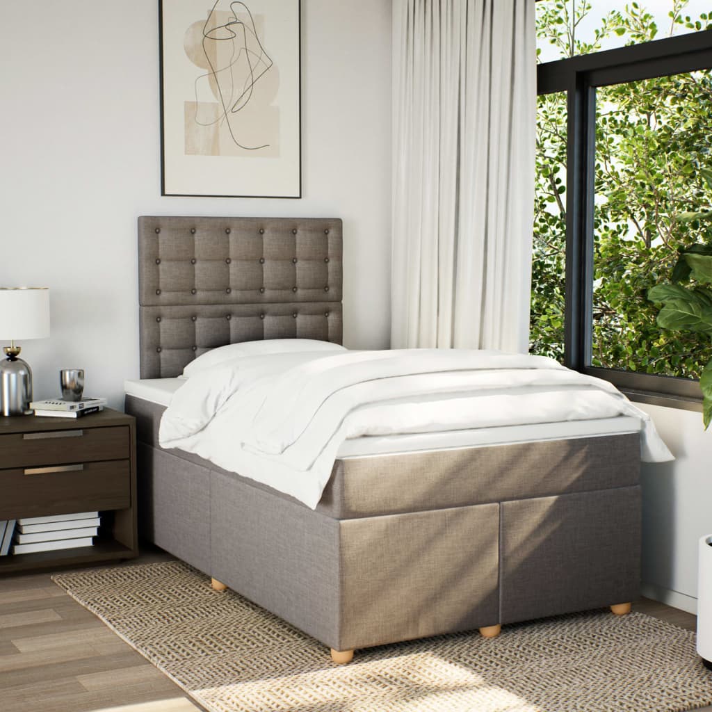 Sommier à lattes de lit avec matelas taupe 120x190 cm tissu - XIOS