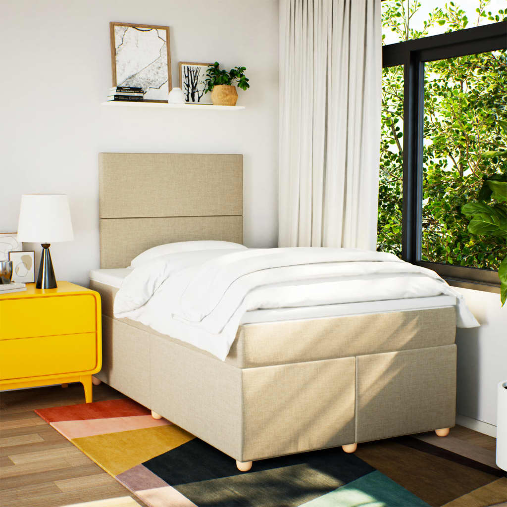 Sommier à lattes de lit avec matelas Crème 120x200 cm Tissu - XIOS