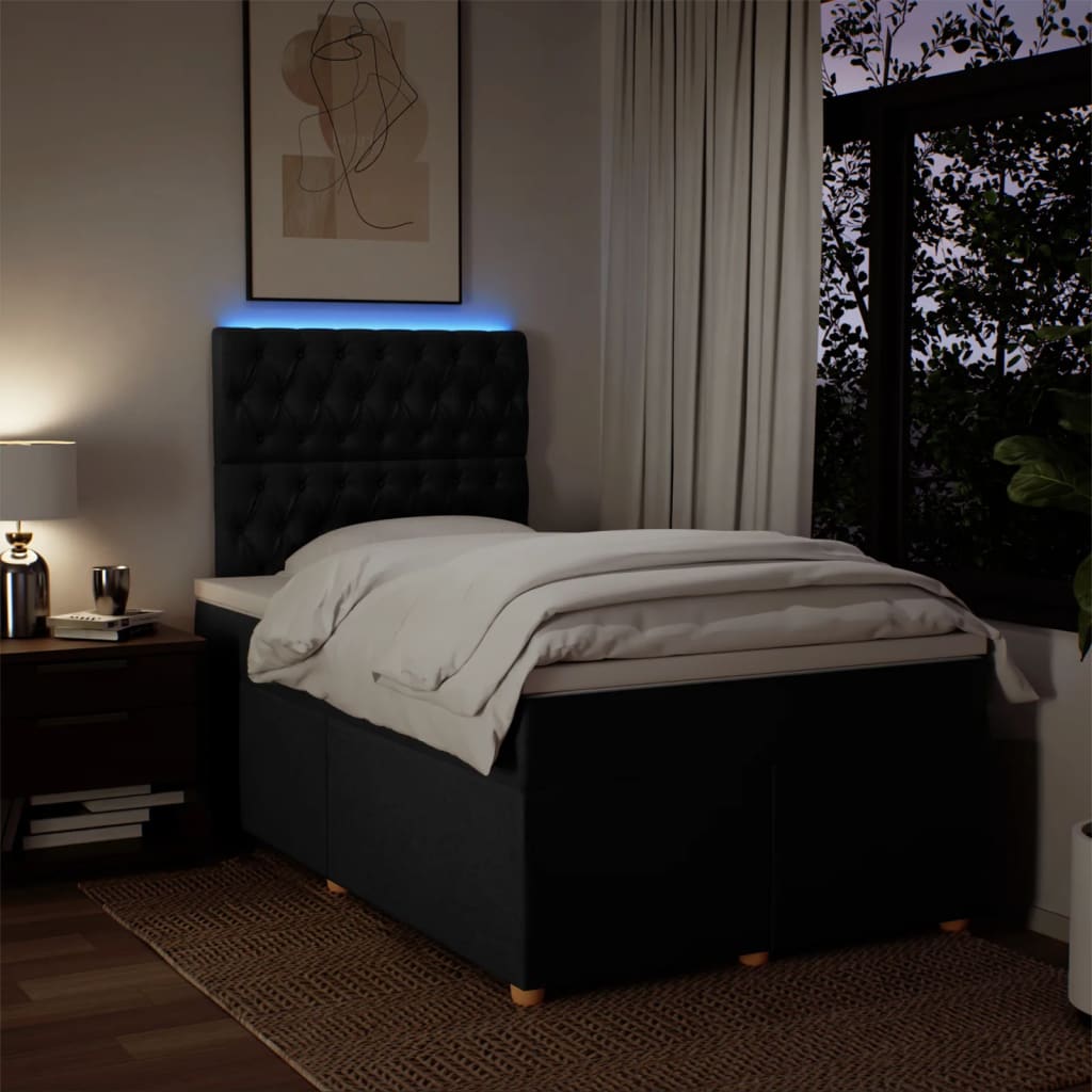 Sommier à lattes de lit avec matelas Noir 120x200 cm Tissu - XIOS