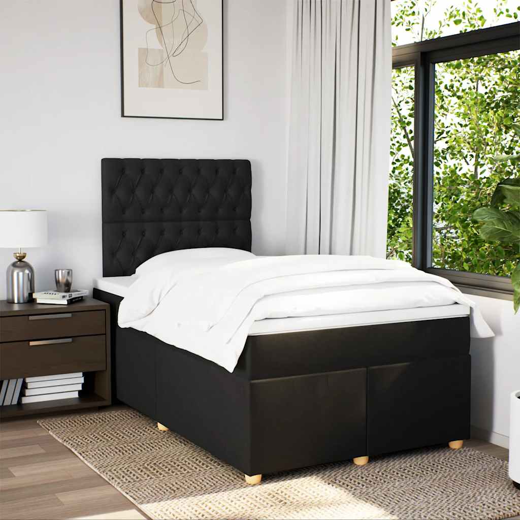 Sommier à lattes de lit avec matelas Noir 120x200 cm Tissu - XIOS