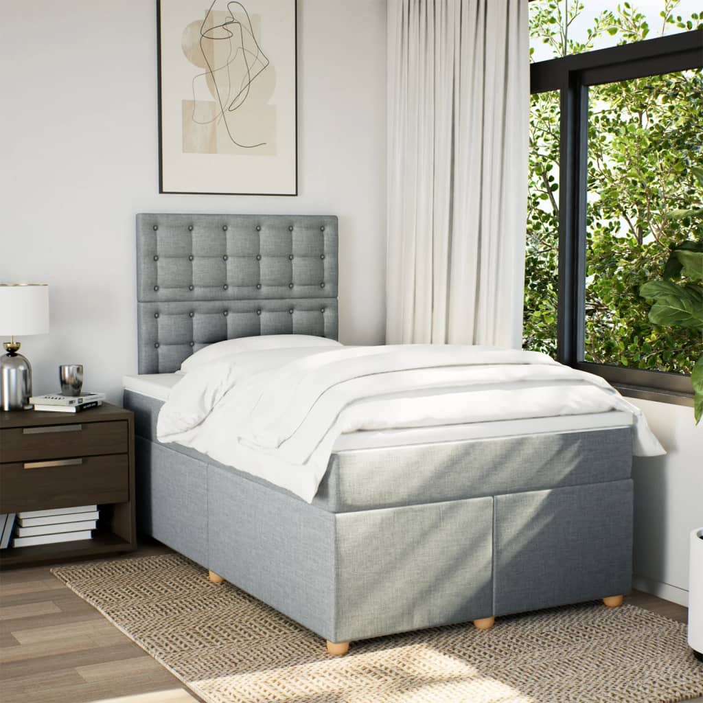 Sommier à lattes de lit avec matelas Gris clair 120x200cm Tissu - XIOS