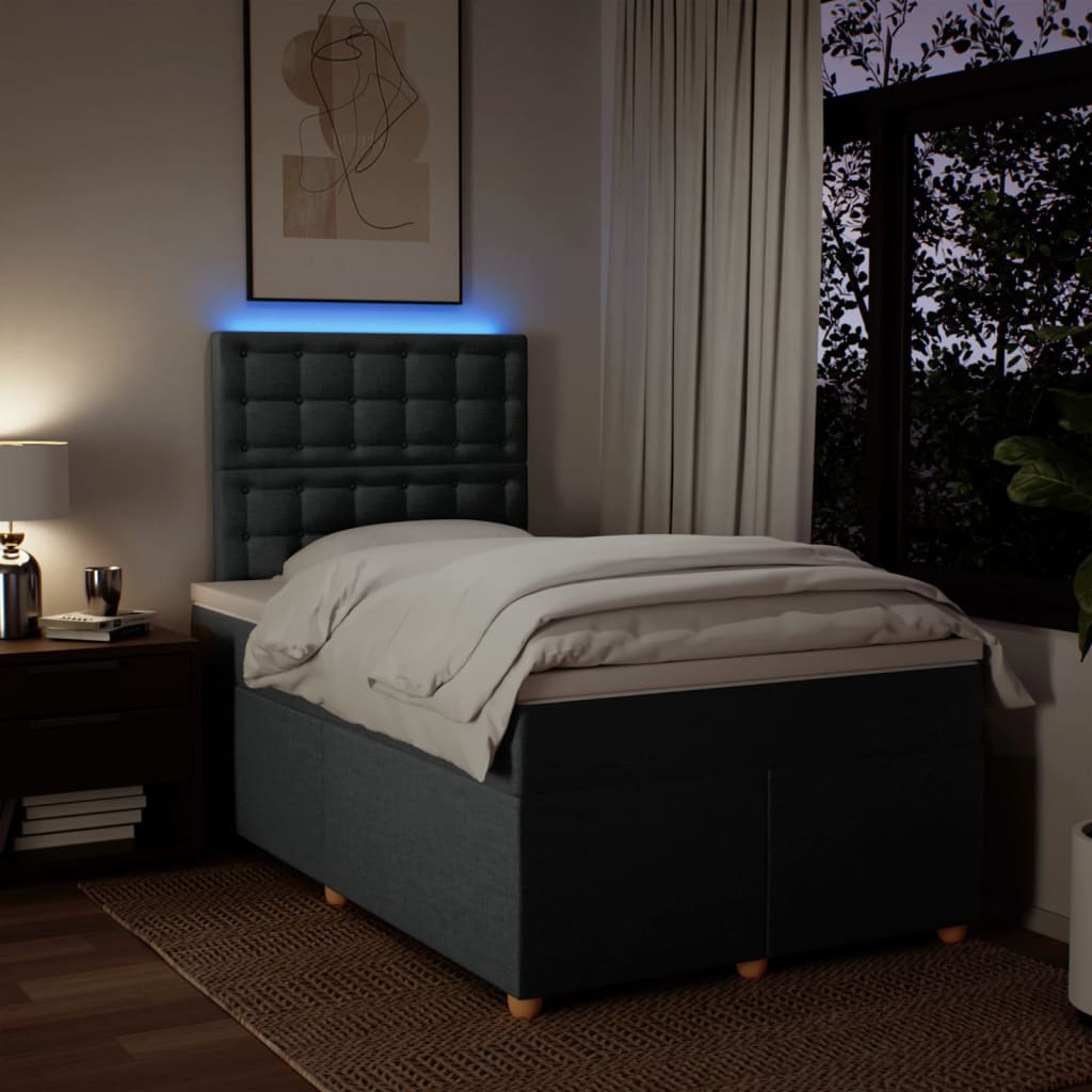 Sommier à lattes de lit avec matelas Gris foncé 120x200cm Tissu - XIOS