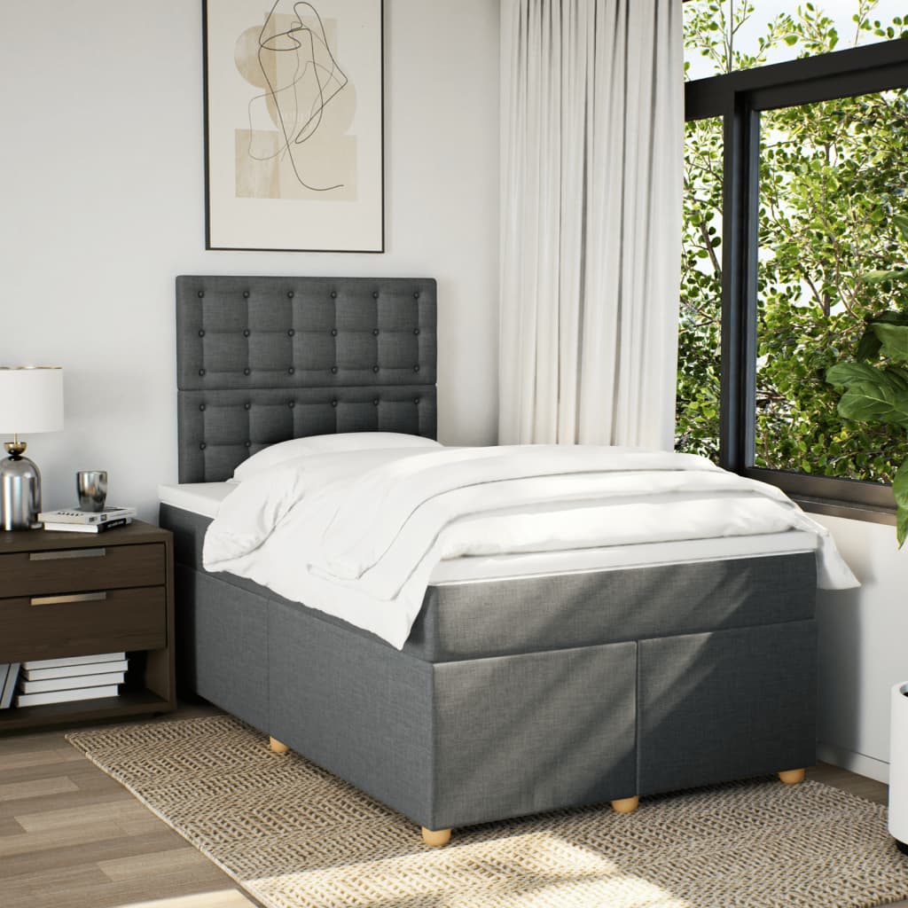 Sommier à lattes de lit avec matelas Gris foncé 120x200cm Tissu - XIOS