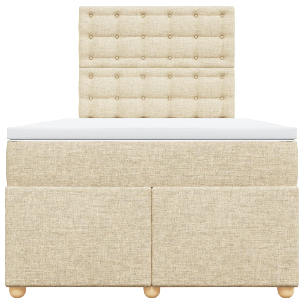 Sommier à lattes de lit avec matelas Crème 120x200 cm Tissu
