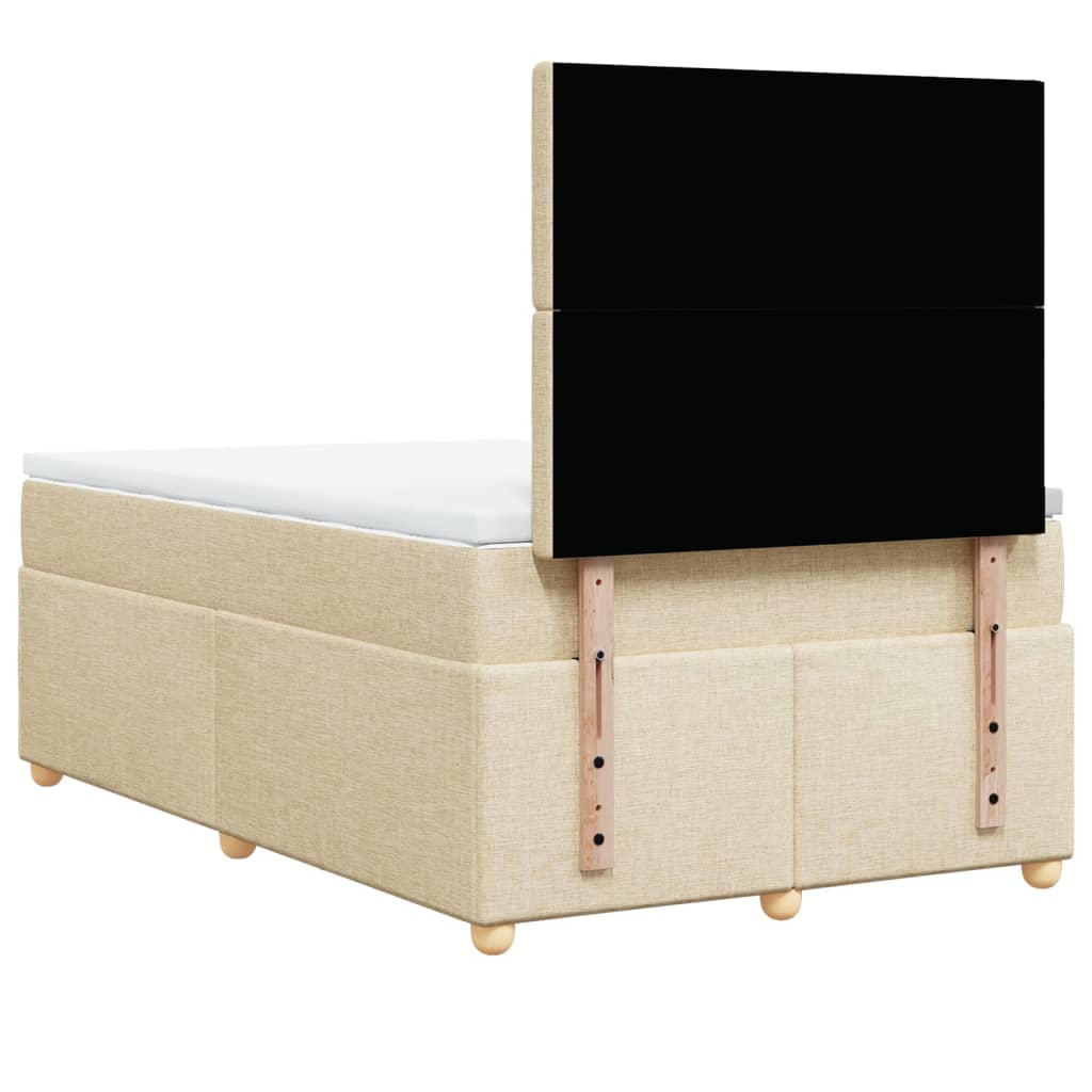 Sommier à lattes de lit avec matelas Crème 120x200 cm Tissu