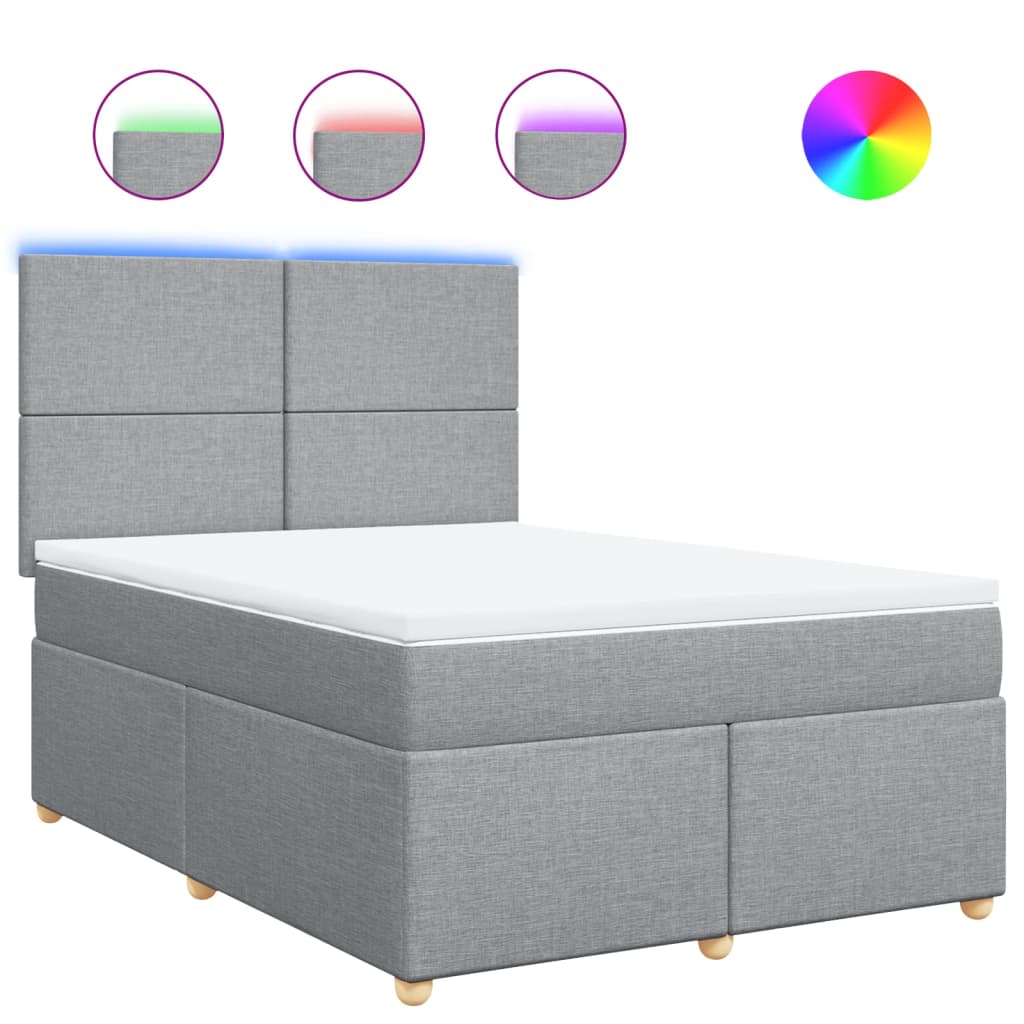 Sommier à lattes de lit avec matelas Gris clair 140x190cm Tissu - XIOS