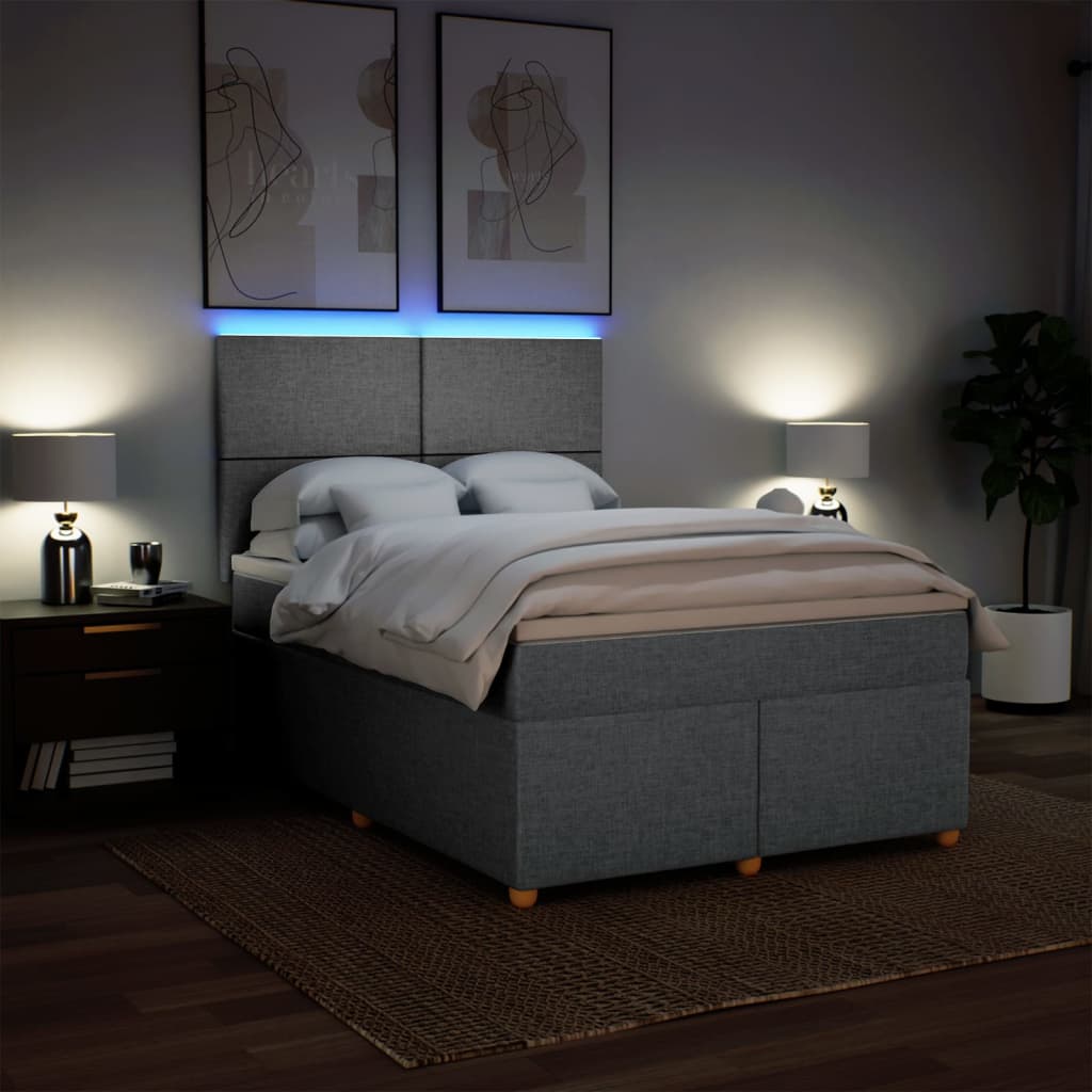 Sommier à lattes de lit avec matelas Gris clair 140x190cm Tissu - XIOS