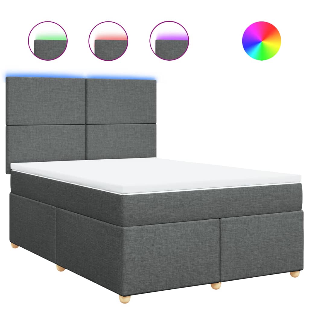 Sommier à lattes de lit avec matelas Gris foncé 140x190cm Tissu - XIOS
