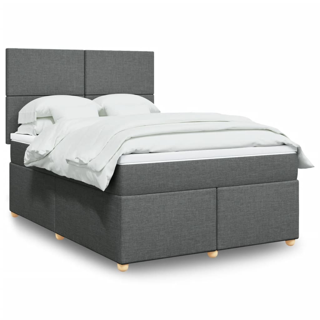Sommier à lattes de lit avec matelas Gris foncé 140x190cm Tissu - XIOS