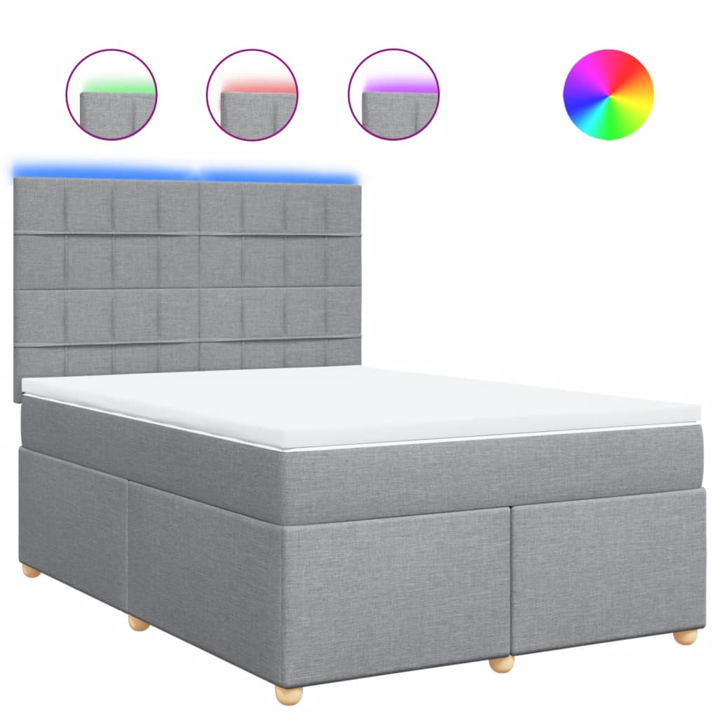 Sommier à lattes de lit avec matelas Gris clair 140x190cm Tissu - XIOS