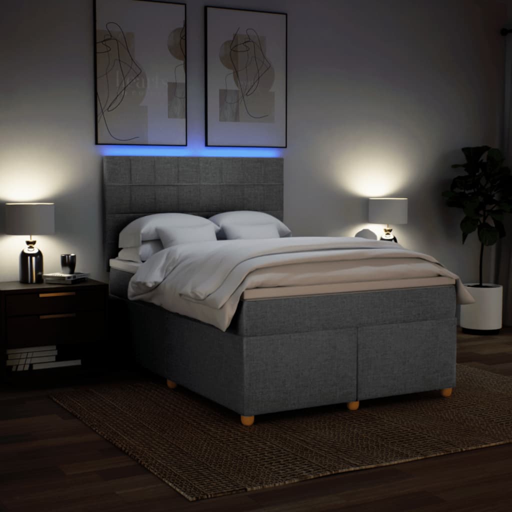 Sommier à lattes de lit avec matelas Gris clair 140x190cm Tissu - XIOS