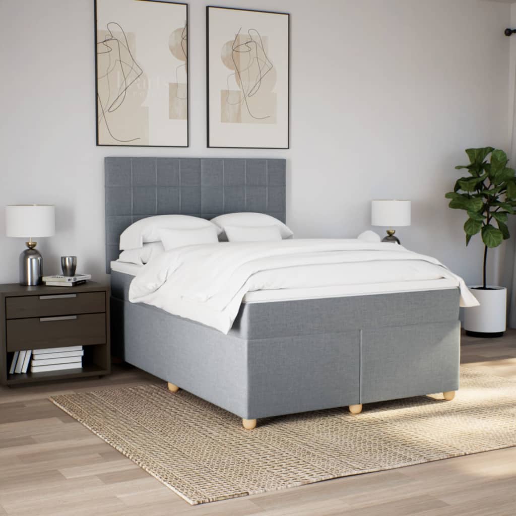 Sommier à lattes de lit avec matelas Gris clair 140x190cm Tissu - XIOS
