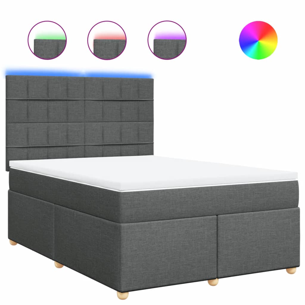 Sommier à lattes de lit avec matelas Gris foncé 140x190cm Tissu - XIOS