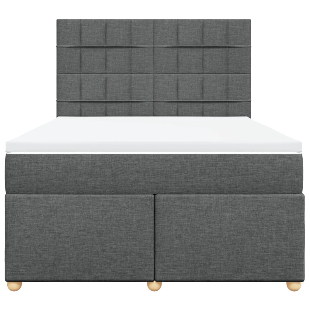 Sommier à lattes de lit avec matelas Gris foncé 140x190cm Tissu - XIOS