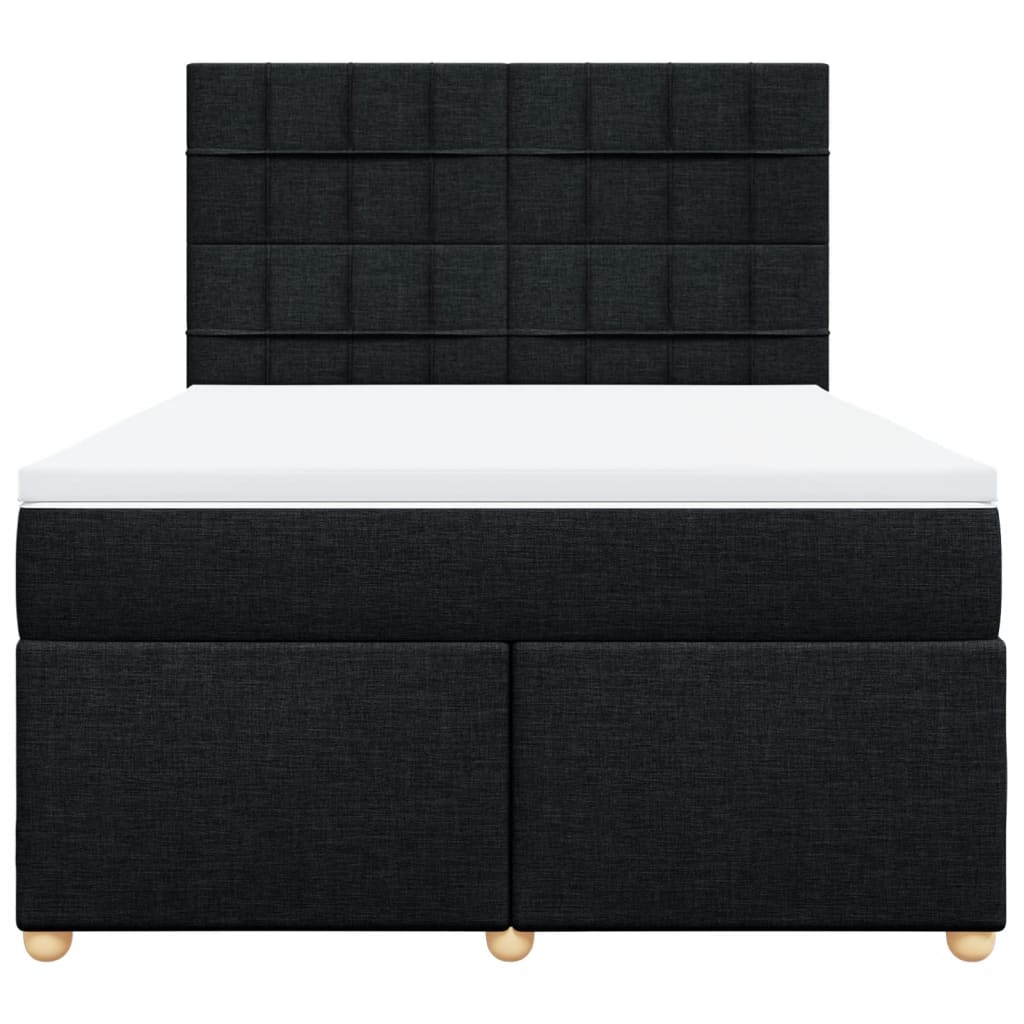 Sommier à lattes de lit avec matelas Noir 140x190 cm Tissu - XIOS
