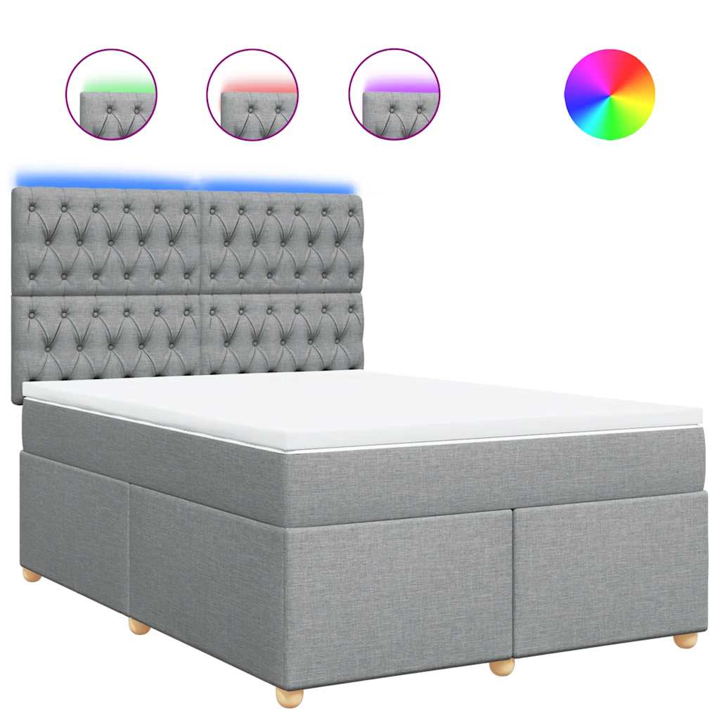 Sommier à lattes de lit avec matelas Gris clair 140x190cm Tissu - XIOS