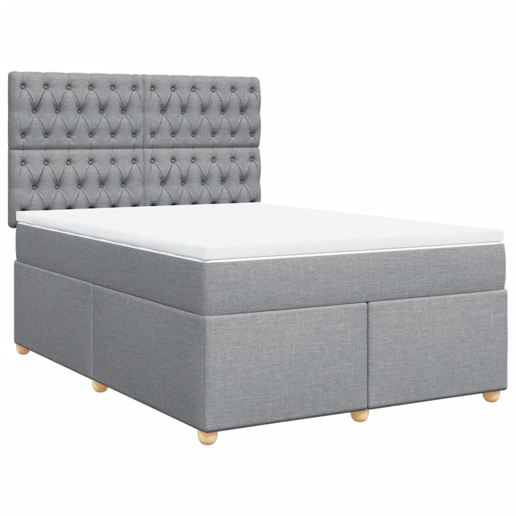 Sommier à lattes de lit avec matelas Gris clair 140x190cm Tissu - XIOS