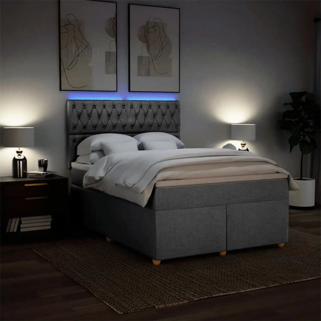 Sommier à lattes de lit avec matelas Gris clair 140x190cm Tissu - XIOS