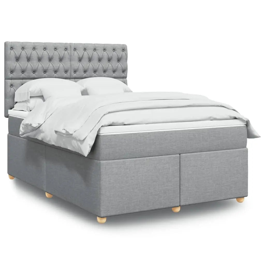 Sommier à lattes de lit avec matelas Gris clair 140x190cm Tissu - XIOS