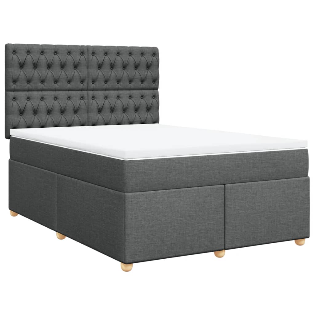 Sommier à lattes de lit avec matelas Gris foncé 140x190cm Tissu - XIOS