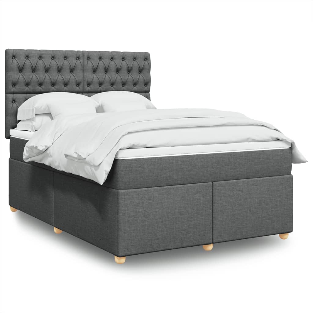 Sommier à lattes de lit avec matelas Gris foncé 140x190cm Tissu - XIOS