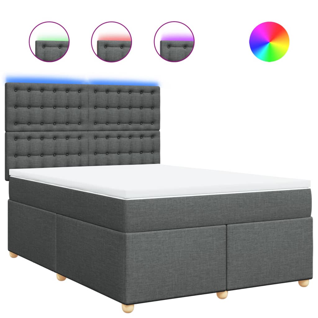 Sommier à lattes de lit avec matelas Gris foncé 140x190cm Tissu - XIOS