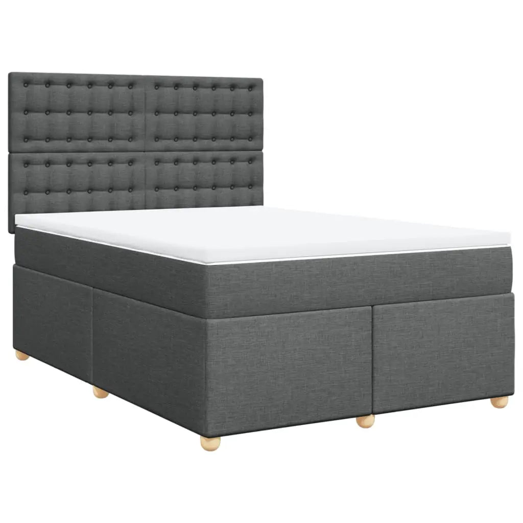 Sommier à lattes de lit avec matelas Gris foncé 140x190cm Tissu - XIOS