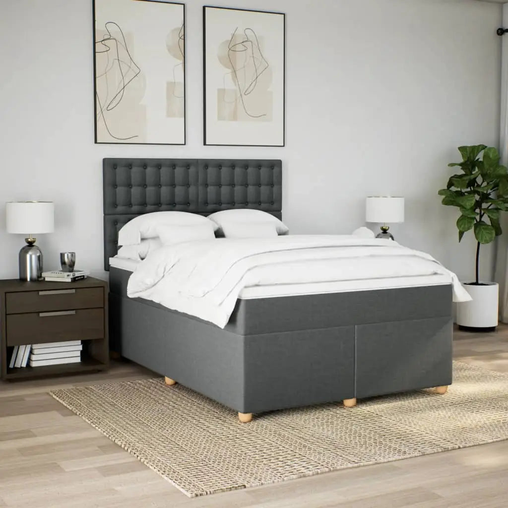 Sommier à lattes de lit avec matelas Gris foncé 140x190cm Tissu - XIOS